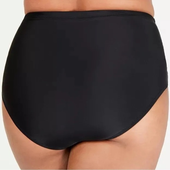 Island Escape BLACK Plus Size High-Waist Bikini Swim Bottoms - Picture 2 of 3